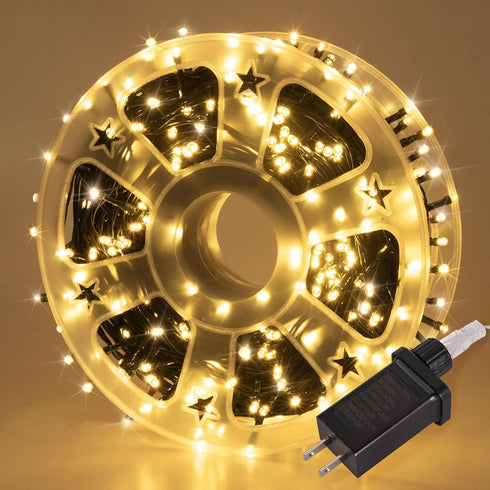Etinga 500 LED String Lights 165ft Warm White, Black-Green Wire Plug in Fairy