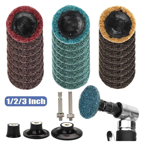 Zorlun 1/2/3 Inch With1 Holder(1inch 25pcs) Abrasive Disc Sanding Roll Lock Surface Conditioning Discs R-Type Quick
