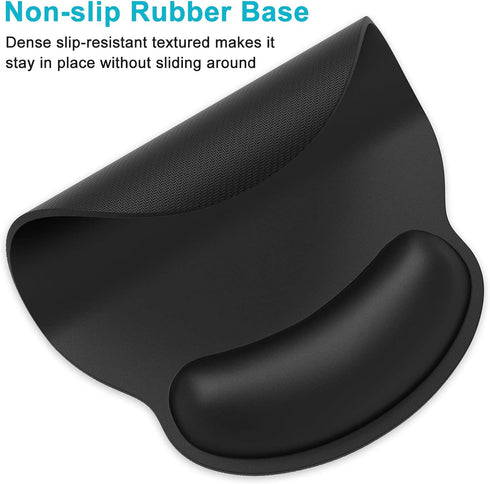 Ergonomic Mouse Pad with Wrist Rest Support, Memory Foam Computer Mouse Pad, Non-Slip Base, Black