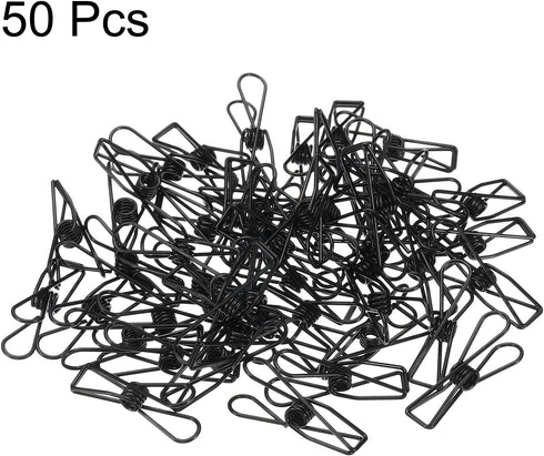 MECCANIXITY 50 Pieces Metal Wire Hollow Out Clips, 32mm Cute Mini Binder Paper Clip in Black