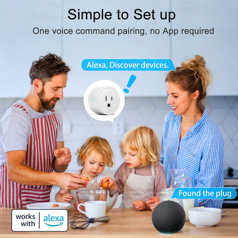 Smart Plug, Works with Alexa Only, Voice Control, Remote Control, Timer & Schedule (4 Pack)