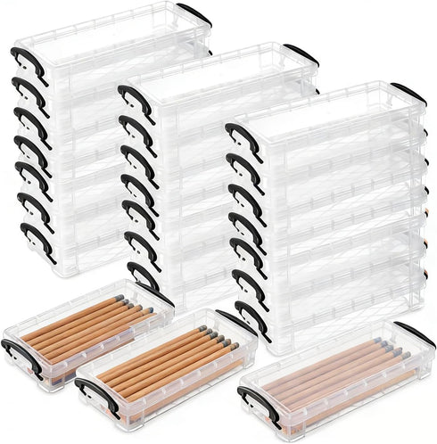 Voittozege 24 Pcs Large Capacity Plastic Pencil Box, 8.5 x 4 x 1.6