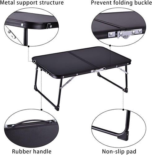 CHEERWELL Foldable Laptop Desk, Bed Table for Study & Reading, Portable Mini Picnic Table, Folds in Half with Inner