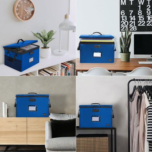 DEEGO Fireproof Document Box, Water-Resistant File Organizer Box with Lock, Portable Document Safe for Home Office
