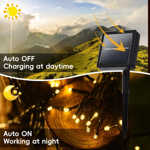 200 LED Solar String Lights for Outside, 82FT Outdoor Solar String Lights, Waterproof Solar Powered String Lights Outdoor with 8 Lighting Modes for Garden Tree Patio Wedding Party (Warm White) by Lycklig