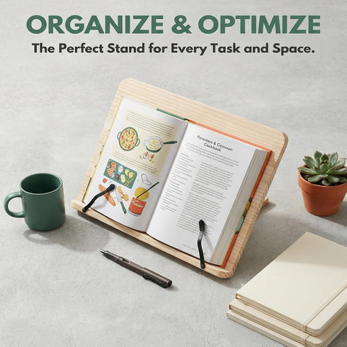 ZYEUNAGNB 8 (11x7.9inch) Reading Rack Wooden Bookshelf - Book Stand Foldable with Adjustable Positions and Page