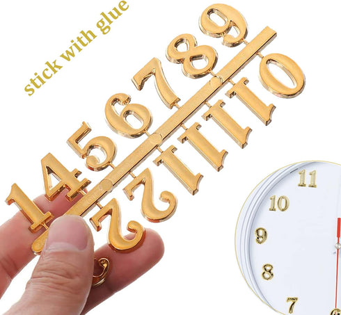 Clock Numerals Kit DIY Digital Clock Numbers Arabic Number and Roman Number for Clock Hands Replacement Parts Clock Accessories in Black Silver Gold (6 Pieces)