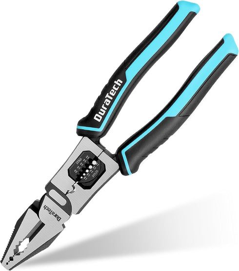 DURATECH 6-in-1 Linesman Pliers, 8.5" Multipurpose Combination Pliers with Wire Stripper and Cutter Function