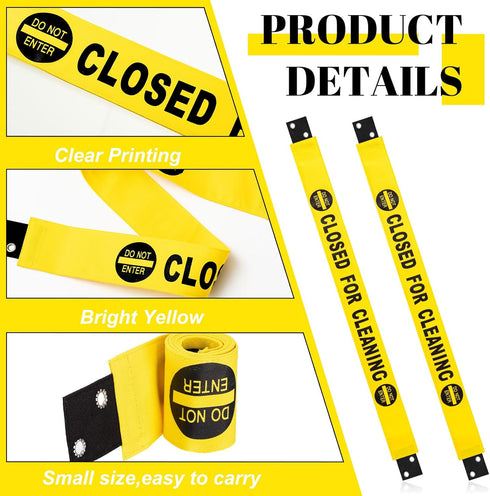 2 Pcs Closed for Cleaning Sign with Magnetic Ends, Nylon Bathroom Restroom Do Not Enter Signs with 8 Suction Cups