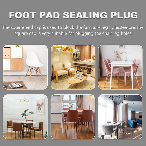 HAKIDZEL 30 15x15mm Pcs Black Square Plastic Furniture Leg Plugs Thickened Tube End Caps Floor Protectors for Square
