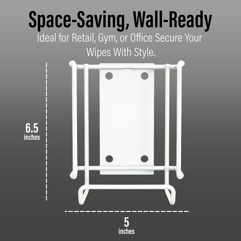 6.5 Inches, WIPESPLUS Wall Bracket Wipes Canister Holder with Screw and Tape Mounting Hardware for Supermarkets