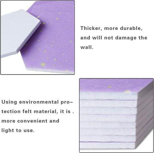 Thick Hexagon Felt Board Tiles 8 Pcs Self-Adhesive with Multi-Color Push Pins for Home Office Classroom