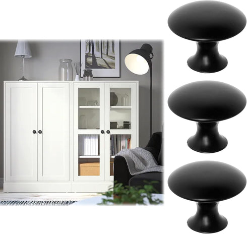 Kare & Kind 6X Round Cabinet Knobs, Matte Black Pulls for Kitchen Drawers, Cupboards, DIY Home Improvement