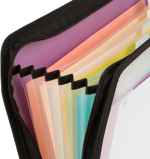 Five Star Expanding File Organizer + Study App, 7-Pocket Accordion File Organizer, Amethyst Purple, Zipper Closure,