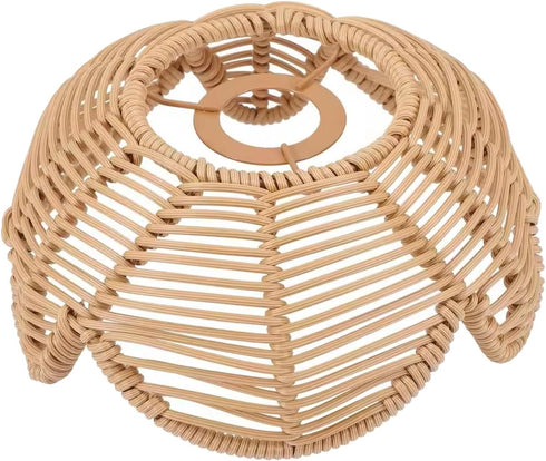 Leefasy Imitation Rattan Lamp Shade Pendant Light Cover Decorative Floor Lamp Cover Woven Lampshade for Bar Farmhouse