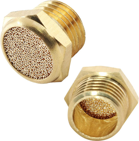 12 Pcs Pneumatic Sintered Brass Air Muffler Silencer, 1/4 NPT Male Air Silencer Fitting