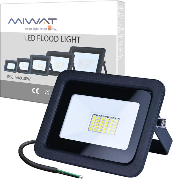 MIHEAL Ultra-Thin 10W 20W 30W 50W 100W LED Flood Light Spotlight for Outdoor Garden, Street, Square (Cool White, 30W)