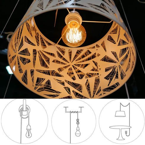 2-Pack 15 E26 E27 HESSION Feet Plug in Pendant Light, Black Extension Hanging Lantern Cord Cable with in-Line On/Off