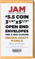 JAM PAPER #5.5 Coin Business Envelopes, Peel and Seal Closure, 50/Pack, Brown Kraft Manila, 3 1/8 x 5 1/2