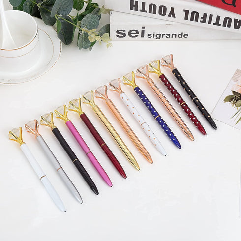 Bling Crystal Diamond Pen, Metal Ballpoint Pens for Office School, Pack of 3, 4, 5, 8, 12 (8 Rose Gold)