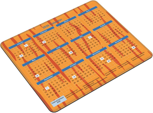 CERXMPT 2026 Calendar Mouse Pad Tiger Texture, Calendar with Holidays Mouse Pads, Non-Slip Rubber Base Mousepad