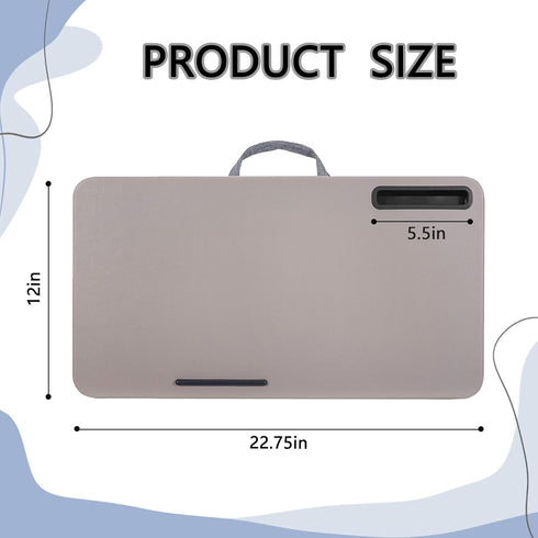 Lap Desk for Laptops up to 16“ with Tablet Slot and Built-in Cushion, Great for Home & Office (Gray, Large)