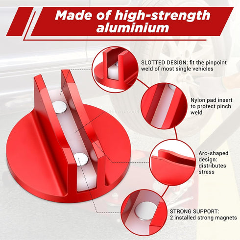 Zhehao 4 Pinch Pcs Universal Aluminum Grooved Magnetic Jack Pad Bulk Punk Weld Jacking Adapter Frame Rail Protector