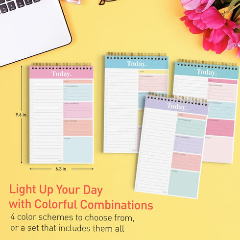 S&O Daily Planner Notepad for Productivity, 52 Page Daily To Do Planner, Undated Organizer, Coiled Daily Task Planner