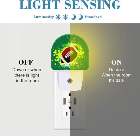 Uiaoiais Night Light for Kids Girls Boys, Abstract American Football LED Night Light Plug into Wall with Dusk to Dawn