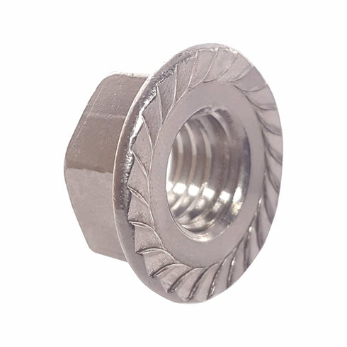 Serrated Flange Nuts - 1/2"-20 (10-Pack) Stainless Steel 18-8 Hex Lock Hardware for Industrial & Home Use