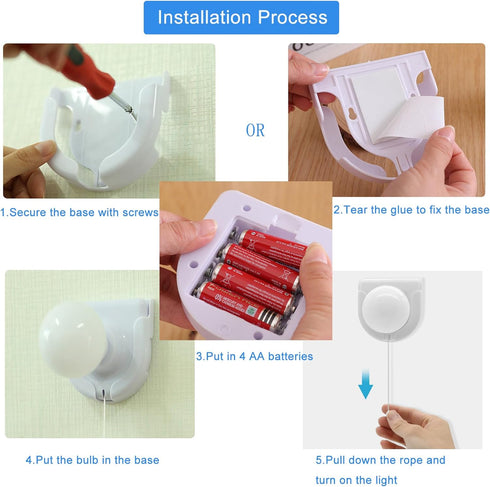 Shuwea 2 Pack Bulb, Closet Bulb, Battery Operated Light Stick-Up Battery Powered Wireless LED Light Self Adhesive Wall