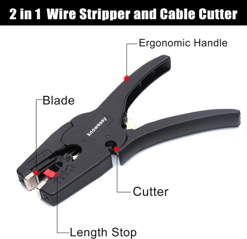Wire Stripper Tool - knoweasy 2 in 1 Wire Stripping Tool with Cutter for 32 to 7 AWG
