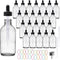 AuroTrends 4 oz Dropper Bottles, 24 Pack Transparent Glass Tincture Bottles with Dropper, Funnel & Stickers