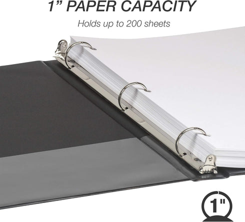 Samsill 1 Inch Value Document Storage 3 Ring Binder, Round Ring, 11 x 8.5 Inches, Black (11300) by Samsill