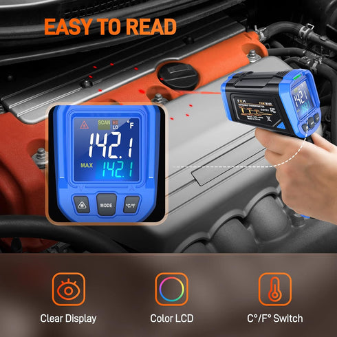Infrared Thermometer, FKM Non-Contact Laser Temperature Gun for Cooking, Grill, HVAC, Engine