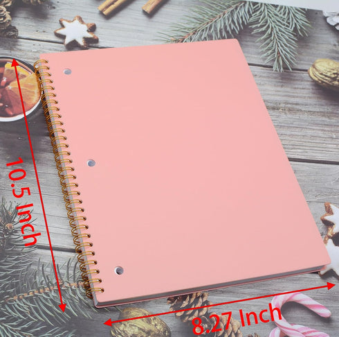 YIKANGHENG Tearable Loose-leaf Spiral Notebook, 2 Pcs, 2 Color, 80 Sheets (160 Pages), 10.5 x 8.27 Inch, Blue and Pink