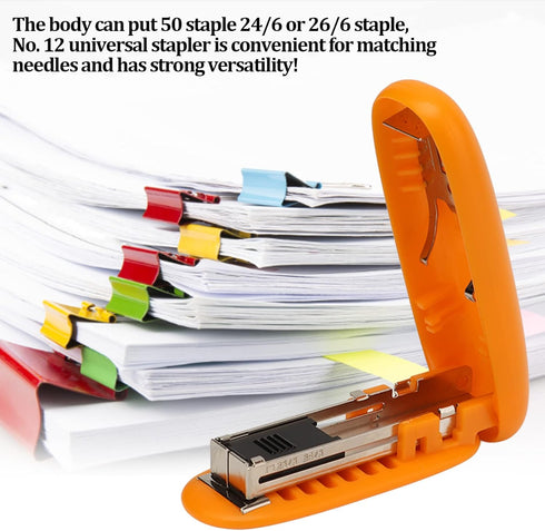 Mini Stapler, Compact Office Miniature Portable Stapler, Reliable Performance for Home School Students (Orange)