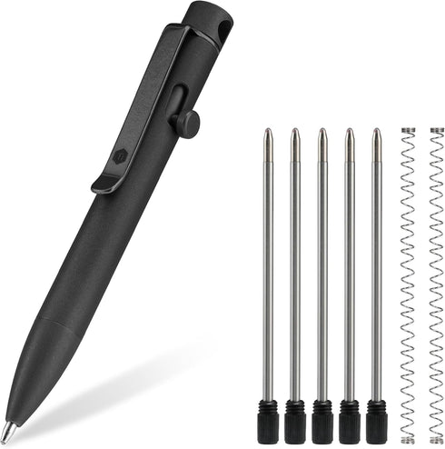 KeyUnity KP04BK Bolt Action Pen, Titanium Alloy EDC Pocket Pen, Retractable Metal Ballpoint for Everyday Carry