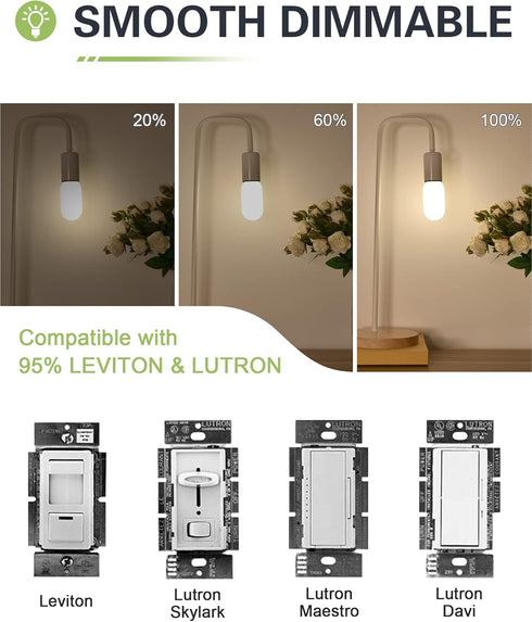 T45 E26 Bulb Dimmable 40W E26 Bulb 4 3000K E26 Bulb AC120V 400lm T14 Bulbs 6 Pack Frosted LED Equivalent Watt Soft