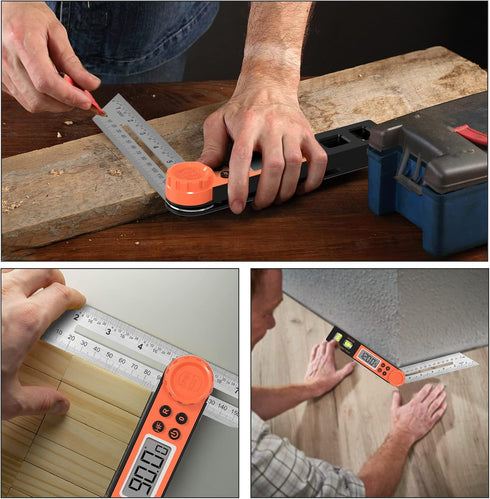 Digital Angle Finder Protractor, 0-360 Degree T-Bevel Gauge with Horizontal Vertical Bubble & LCD Display