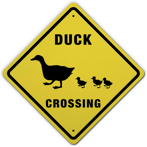 GLOBLELAND Duck Crossing Sign, 10x10 inch Aluminum Caution Sign, UV Protected Reflective Waterproof