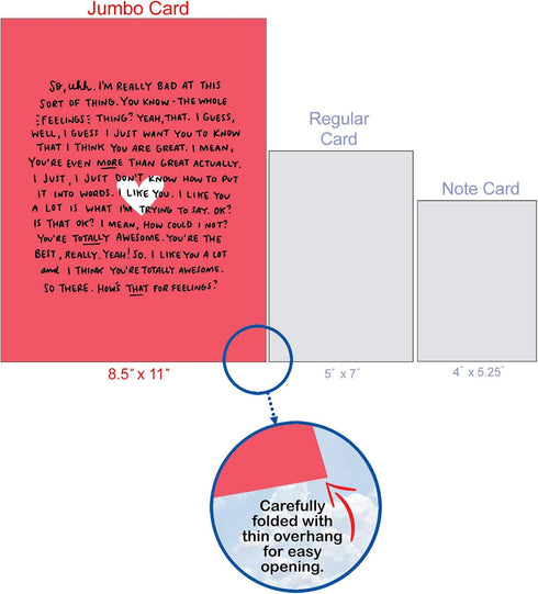 NobleWorks Large Valentine's Day Card, Funny Vday Humor, 8.5 x 11 Inch, Awkward Feelings J6784VDG