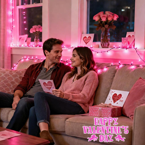 200 66 8 Pooqla Pink String Lights, LED ft Pink Lights Valentines Day Decorations, Modes Pink Fairy Light Plug