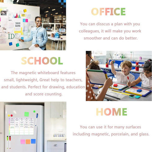 AWOWZ 48 Pack Mini Magnetic Whiteboard Dry Erasers - Bulk for Home, Office, Classroom Supplies (8 Color)