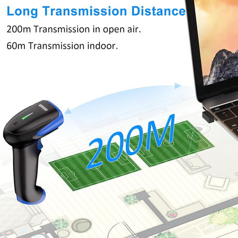 Symcode Wireless Bluetooth Barcode Scanner, 3-in-1 Bluetooth & USB Wired & 2.4G Wireless Barcode Reader