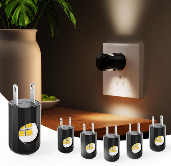 TSEXES 6 Pack LED Night Lights with Dusk to Dawn Sensor, 3000K
