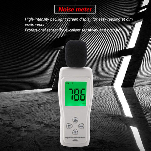 Digital Sound Level Meter, SMART SENSOR AS804, Testing Monitor 30-130dBA for Automotive Industrial Equipment Noise