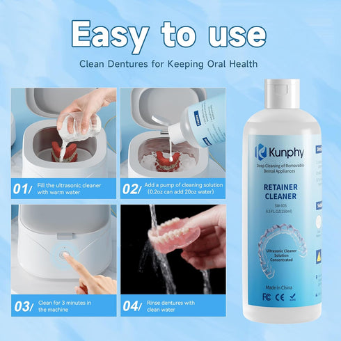 2 Pack Ultrasonic Retainer Cleaner Solution - Professional Cleaning for Retainers, Aligners, Mouth Guards