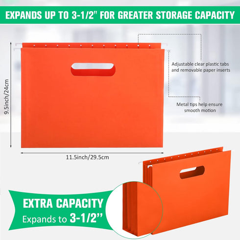 Tinlade 24 Pcs Hanging File Folders, A4 Expanding Letter Size for Bulky Files, Stylish Color