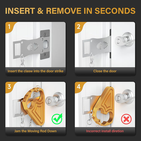 Portable Door Lock for Hotel Door Safety- Metal Hotel Door Locks for Travelers Security-Travel Door Lock Latches